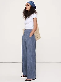High-Rise Relaxed Barrel Ramie-Cotton Pant