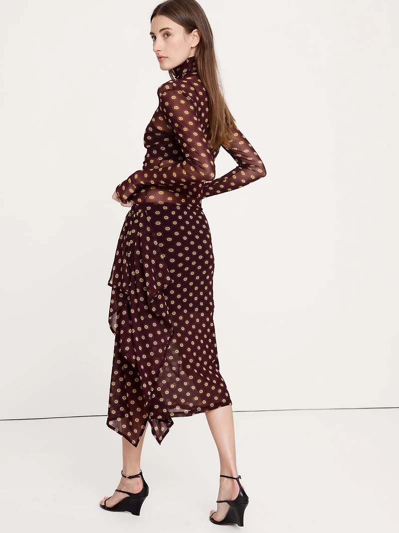 Layered Mesh Wrap Skirt