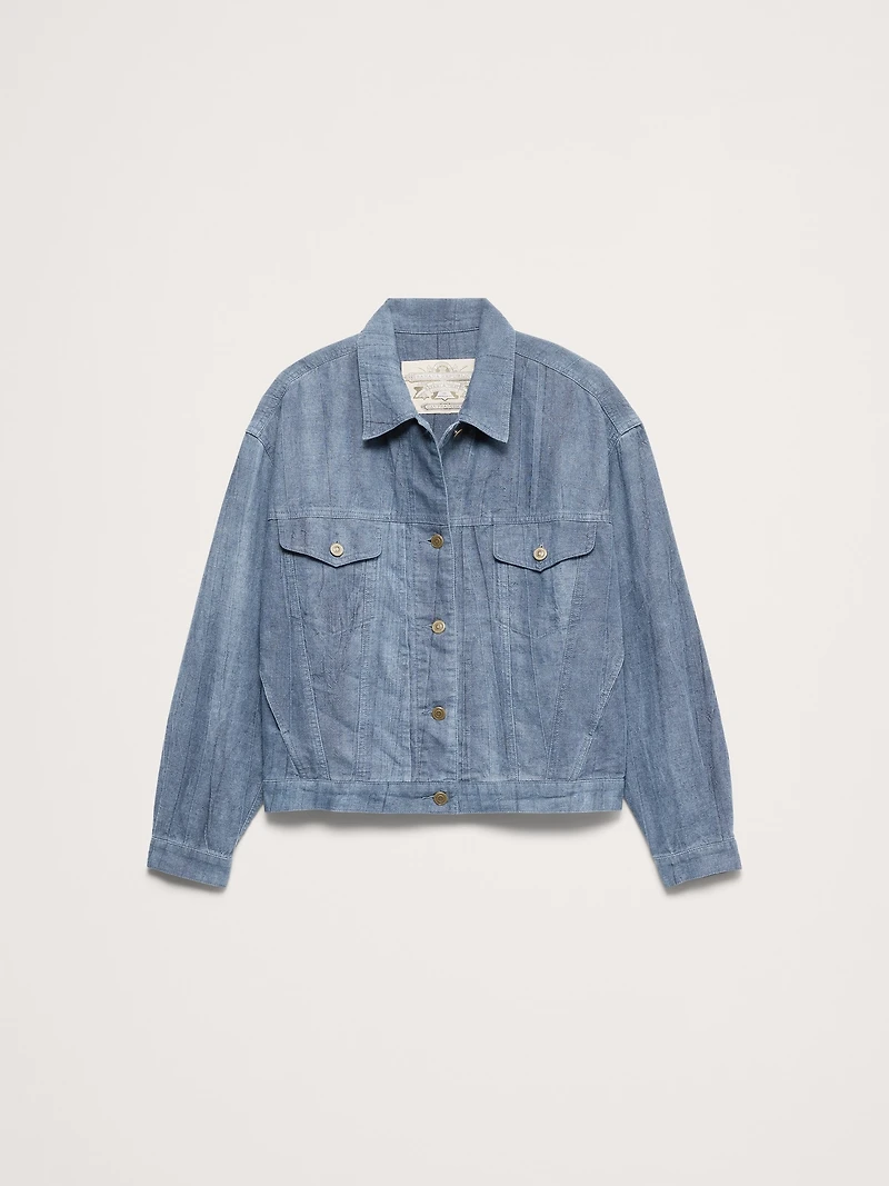 Ramie-Cotton Trucker Jacket