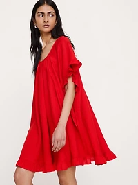 Ruffle Trim Mini Dress