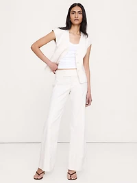 Low-Rise Wide-Leg Stretch Linen-Viscose Pant