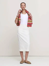 Stretch Linen-Viscose Pencil Skirt
