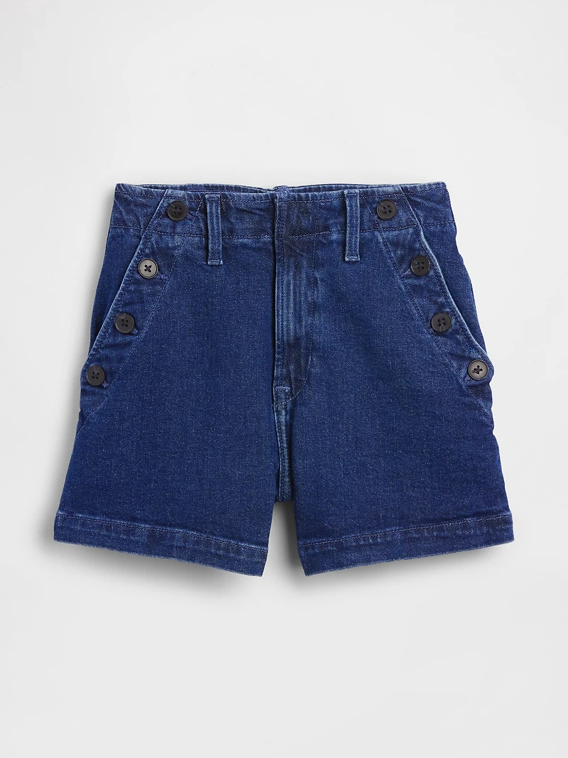 3.5" High Rise Sailor Relaxed Straight Denim Shorts