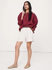 Cotton Poplin Collarless Tunic