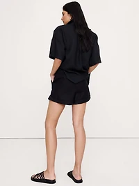 3.5" Paperbag-Waist Pull-On Linen Short