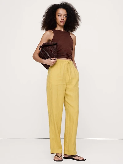 The Getaway Straight-Leg Pull-On Pant Linen
