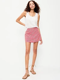 Linen-Blend Micro Skort