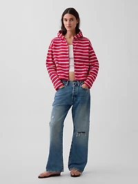 Towel Terry Oversized Stripe Zip Hoodie