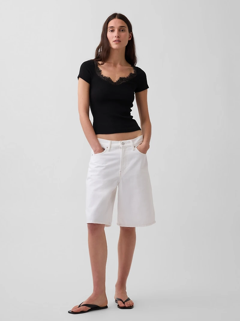 Modern Lace-Trim Crop Top