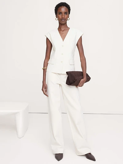 Stretch Linen-Viscose Vest