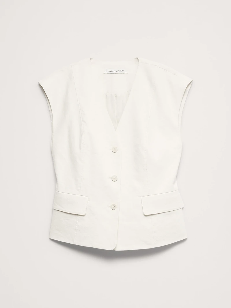 Stretch Linen-Viscose Vest
