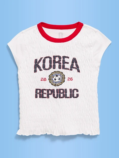 FIFA World Cup 26™ Korea Republic Smocked Graphic T-Shirt for Girls