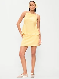 Linen-Blend Micro Skort