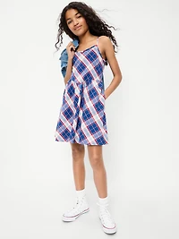 Sleeveless Fit and Flare Plaid Dress for Girls
