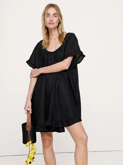Ruffle Trim Mini Dress