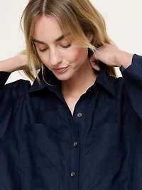 Linen Popover Shirt Dress
