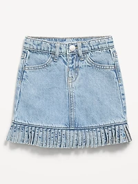 High-Waisted Fringed-Hem Jean Skirt for Toddler Girls