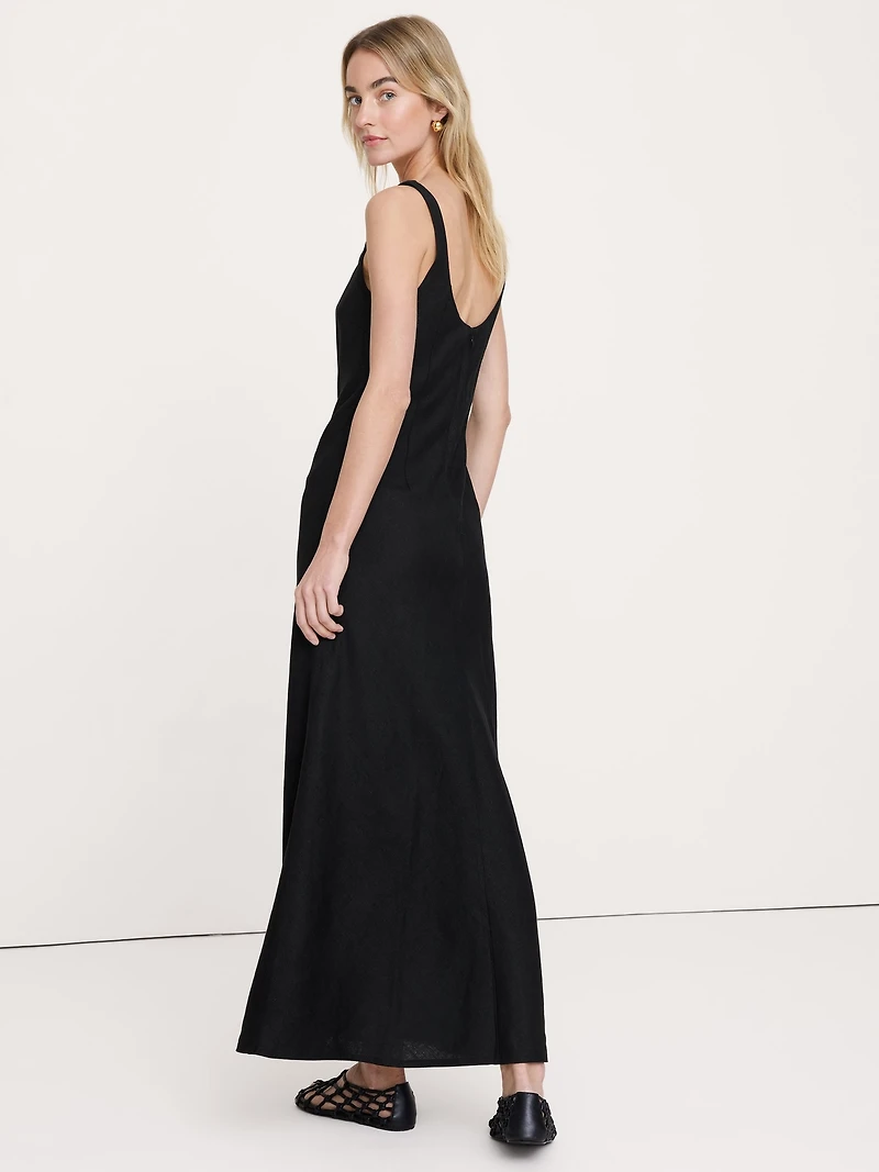 Linen Bias-Cut Maxi Dress