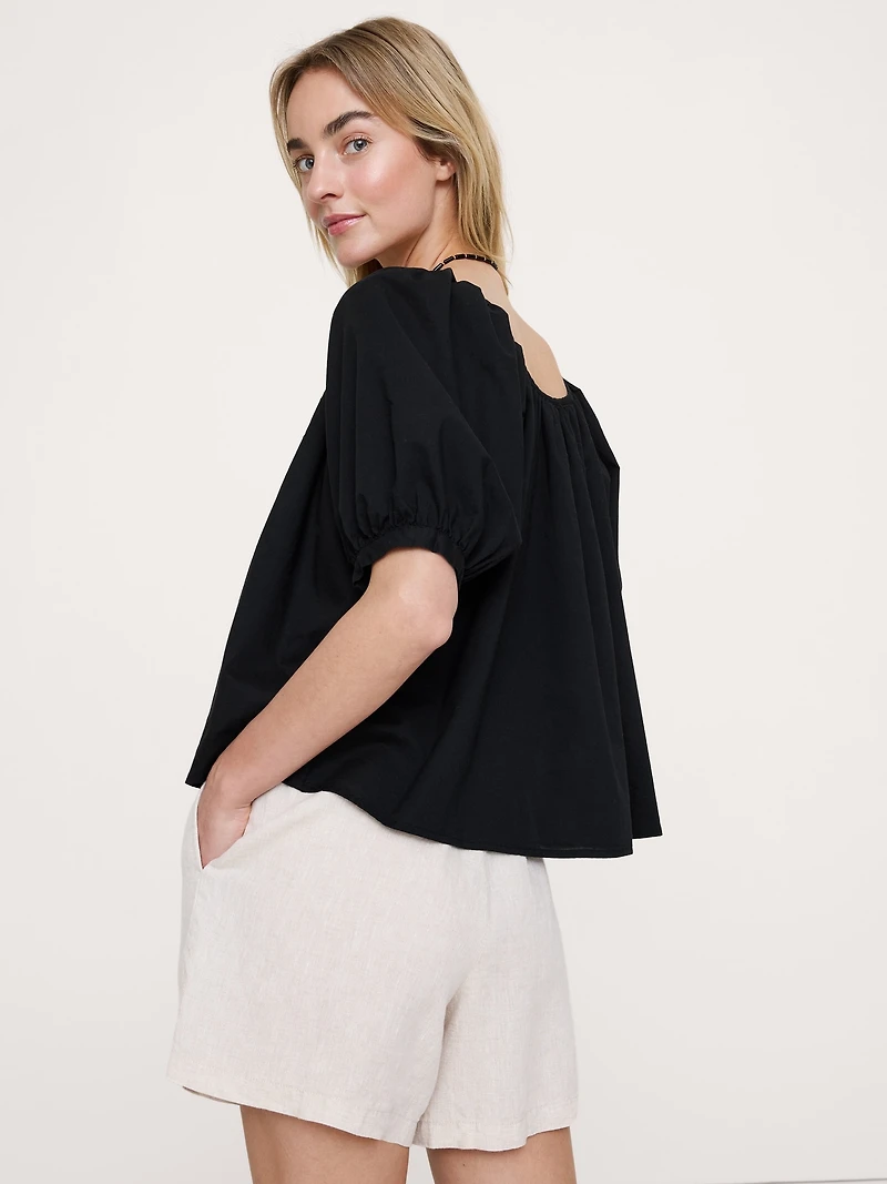 Breezy Cotton Scoop-Neck Top