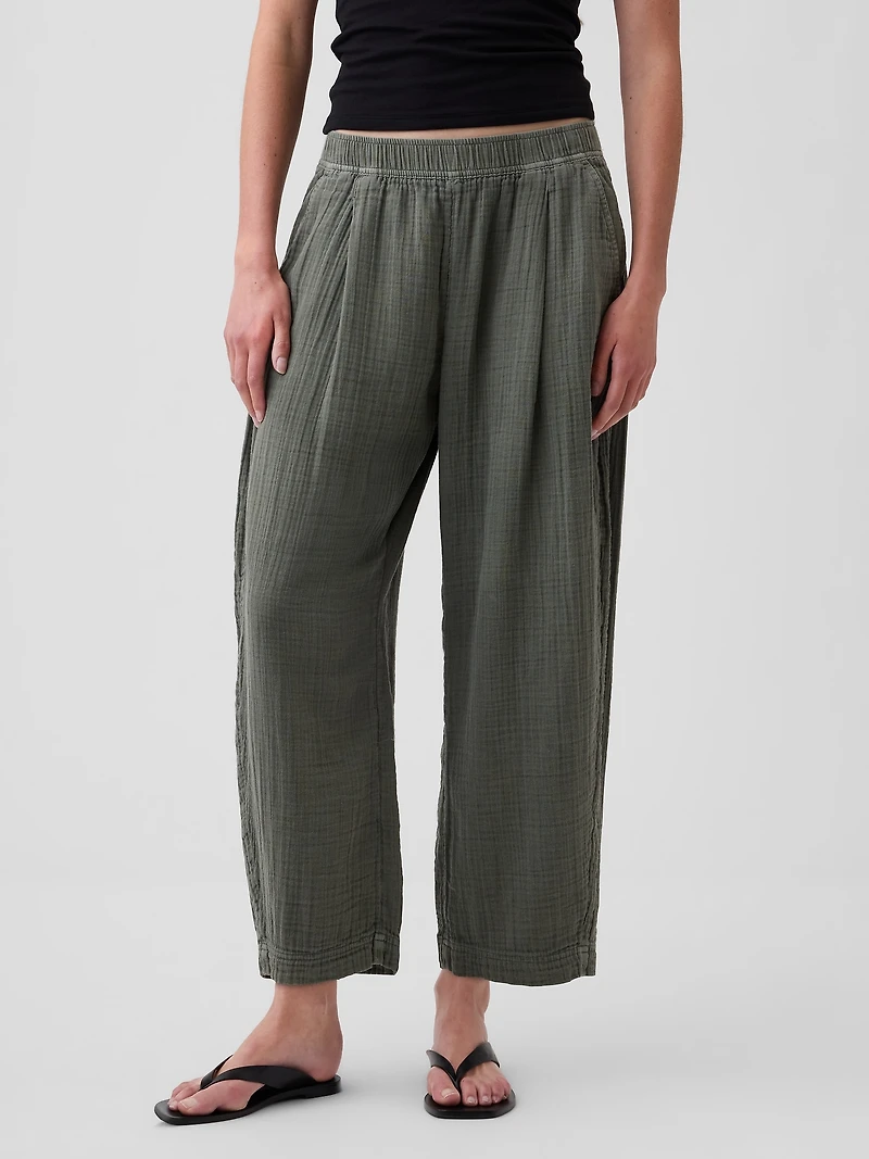 Cotton Gauze Easy Barrel Pants