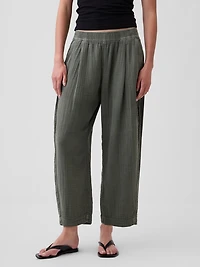 Cotton Gauze Easy Barrel Pants
