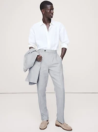 Tailored Slim-Fit Herringbone Linen-Merino Suit Pant