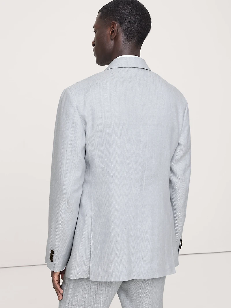 Tailored Slim-Fit Herringbone Linen-Merino Suit Jacket