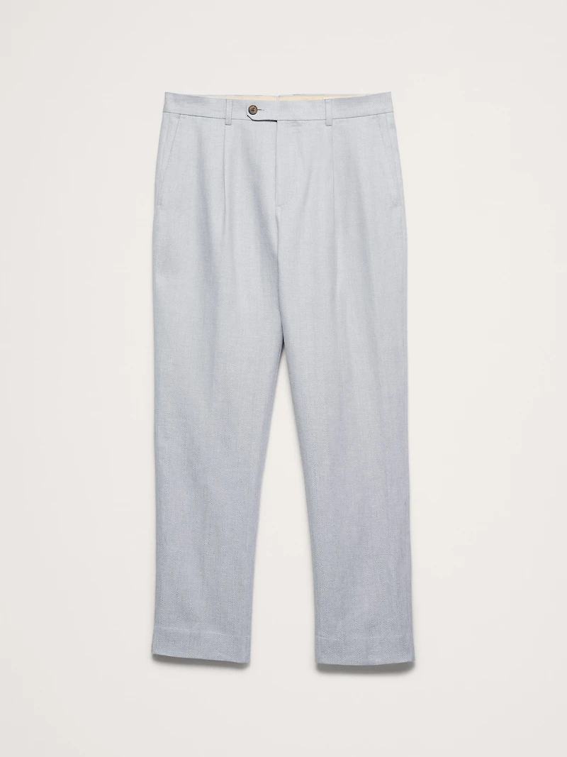 Tailored Slim-Fit Herringbone Linen-Merino Suit Pant