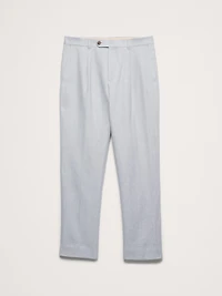 Tailored Slim-Fit Herringbone Linen-Merino Suit Pant