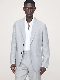 Tailored Slim-Fit Herringbone Linen-Merino Suit Jacket