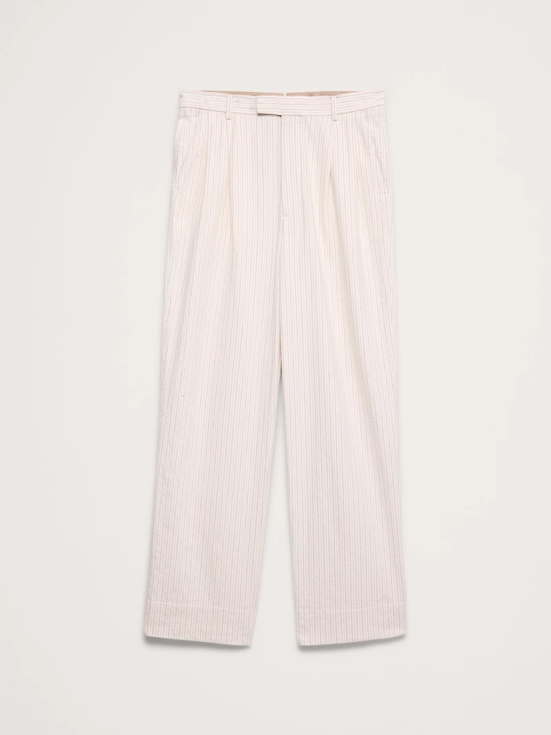Italian Cotton-Linen Seersucker Suit Pant