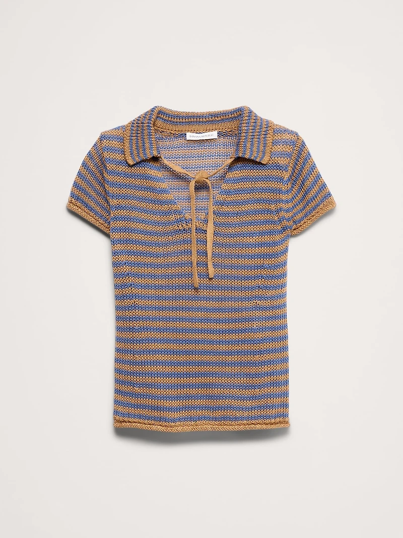 Heirloom Linen Tie-Neck Polo