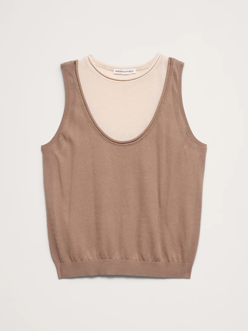 Sheer Ultra-Fine Cotton Layered Tank