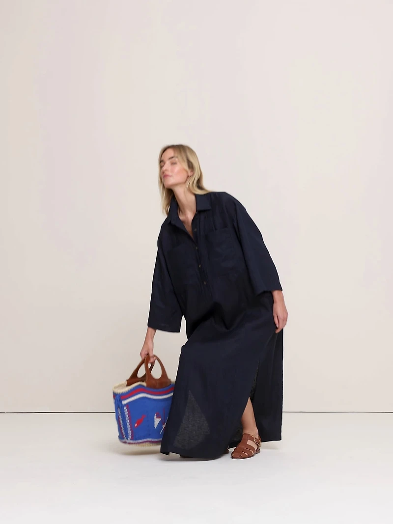 Linen Popover Shirt Dress