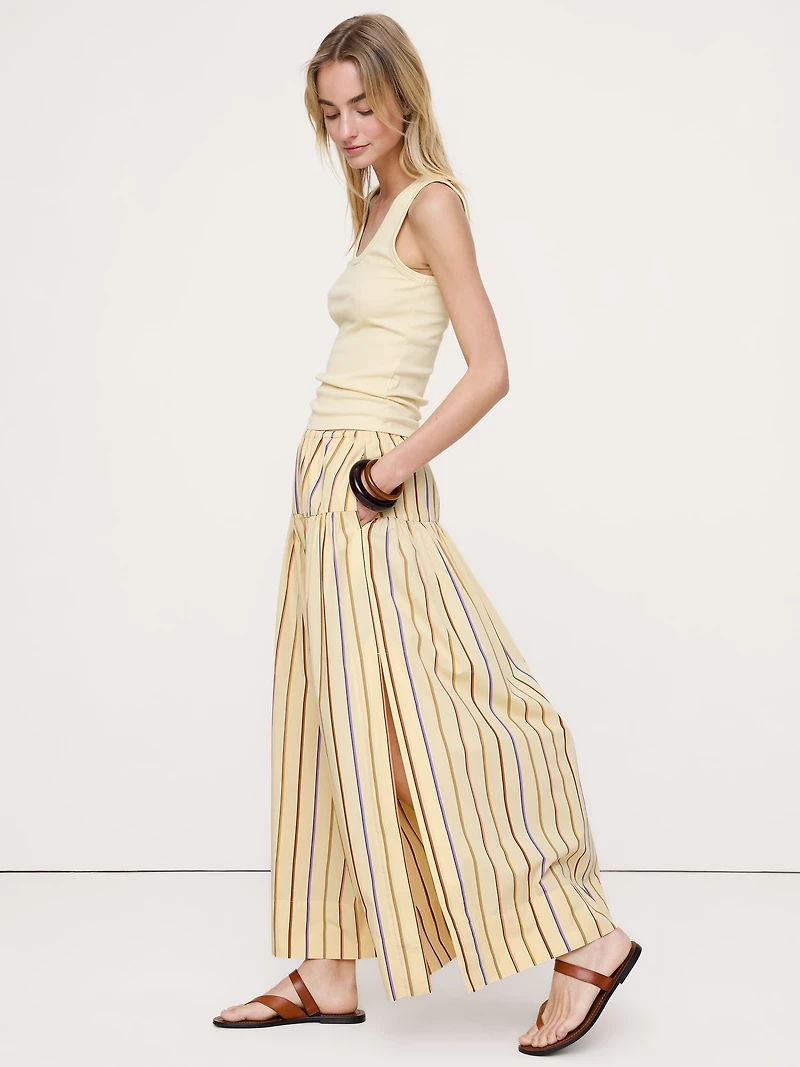 Tiered Cotton Poplin Maxi Skirt