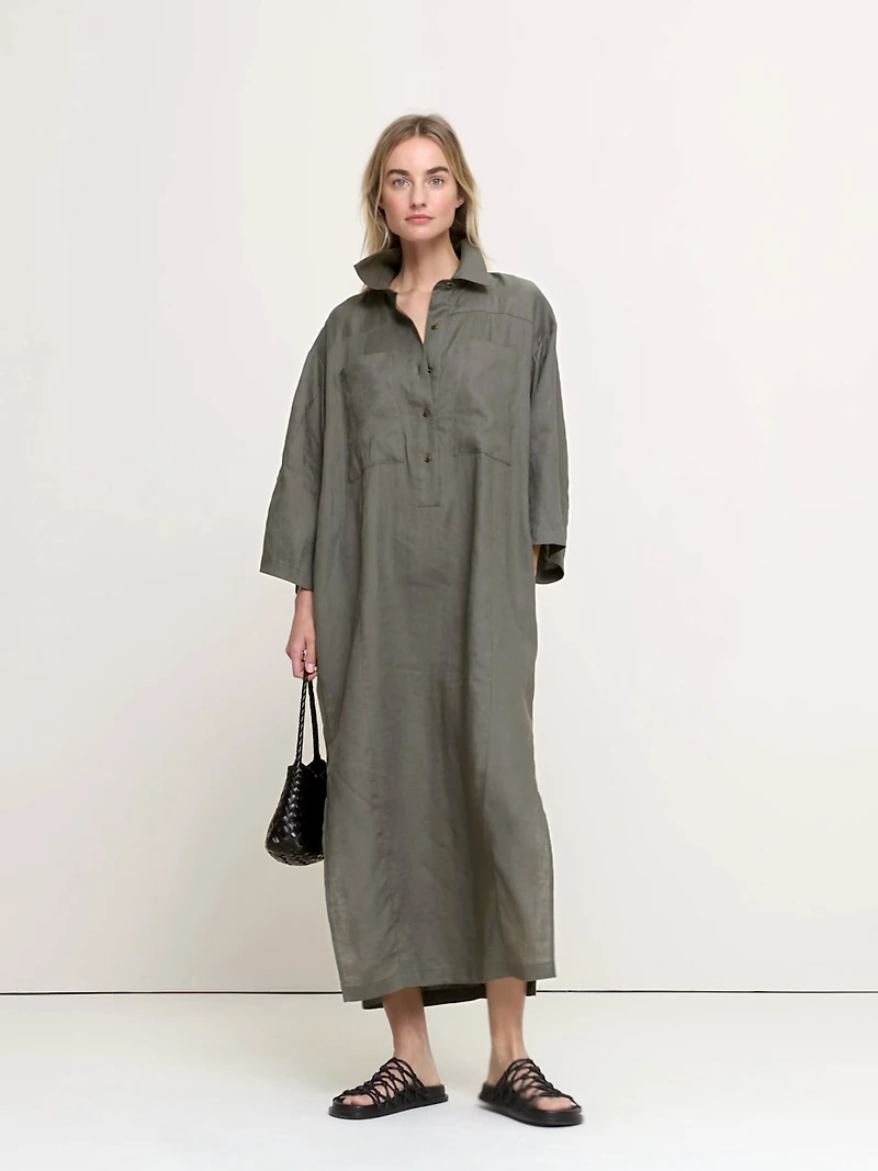 Linen Popover Shirt Dress