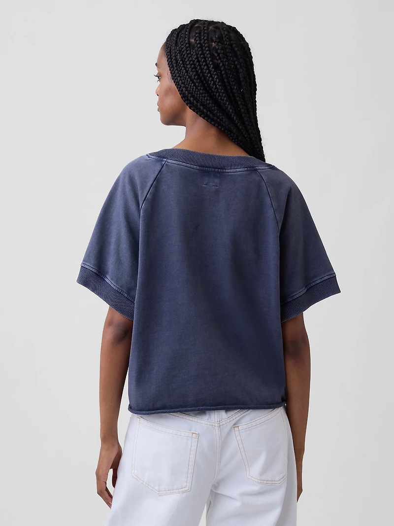 French Terry Oversized V-Neck Sweatshirt