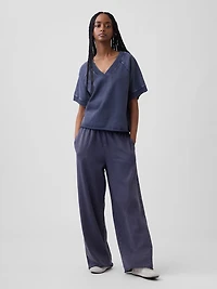 French Terry Oversized V-Neck Sweatshirt