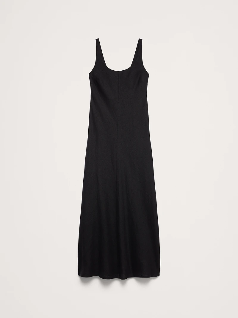 Linen Bias-Cut Maxi Dress