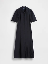Barrel-Sleeve Maxi Shirtdress