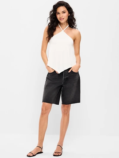 Mid-Rise Baggy Jean Shorts - 9-inch inseam