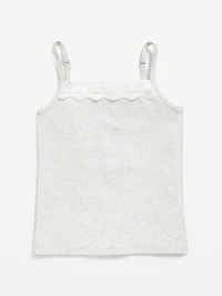 Fitted Ribbed Lace-Trim Cami for Girls