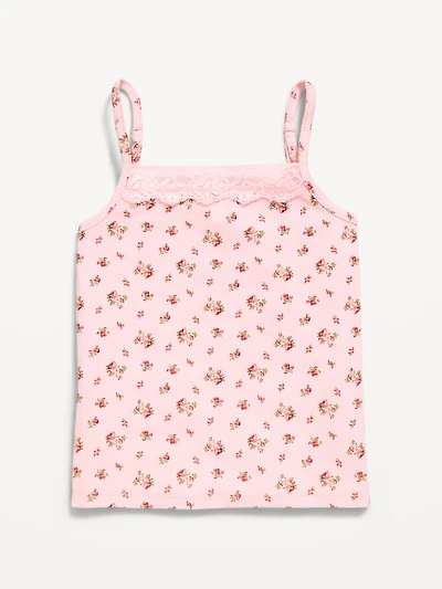 Fitted Ribbed Lace-Trim Cami for Girls