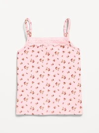 Fitted Ribbed Lace-Trim Cami for Girls