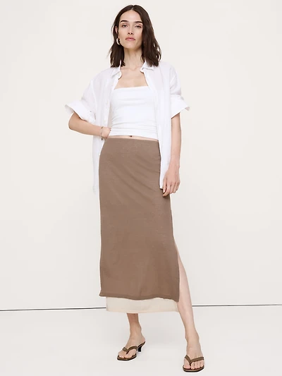 Layered Ultra-Fine Cotton Maxi Skirt