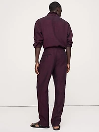 Straight Linen Pull-On Dress Pant