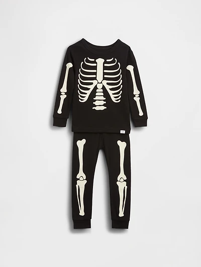 Pyjama 100 % coton biologique à motif de squelette phosphorescent pour Enfant et Bébé