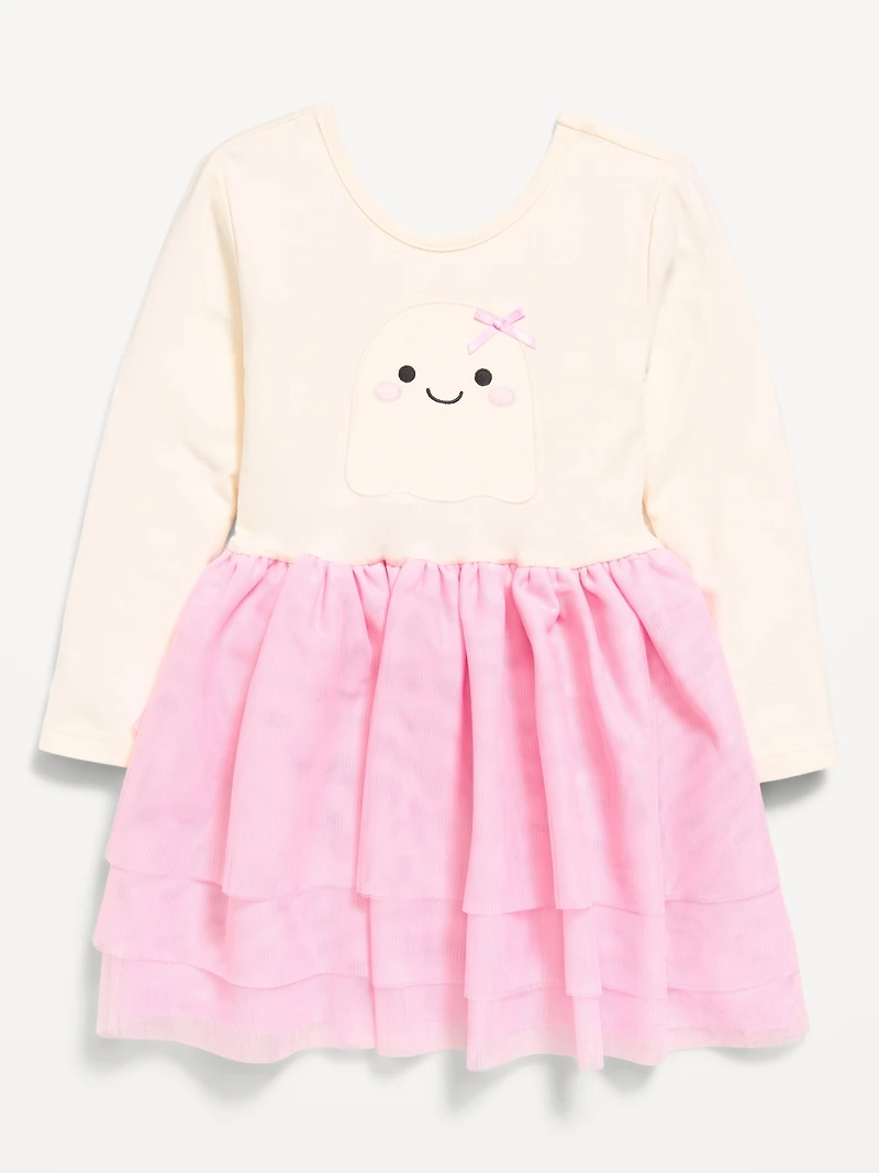 Long-Sleeve Graphic Tutu Dress for Toddler Girls
