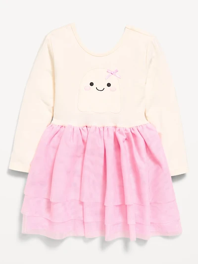 Long-Sleeve Graphic Tutu Dress for Toddler Girls