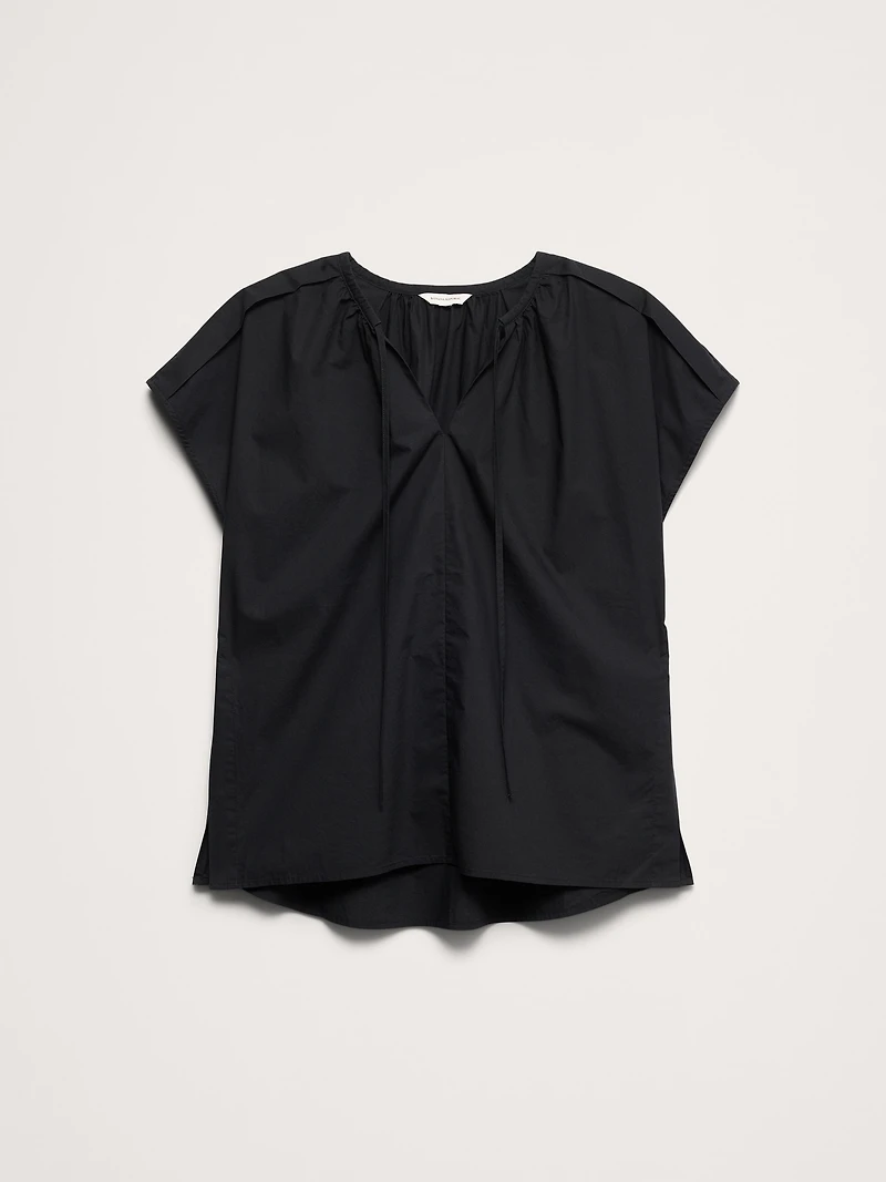 Cotton Poplin Split-Neck Tunic